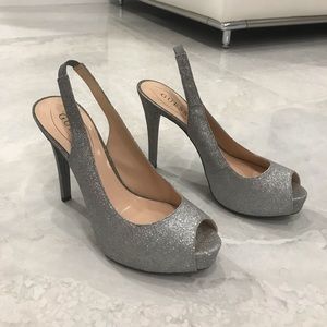 Guess silver sparking high heels